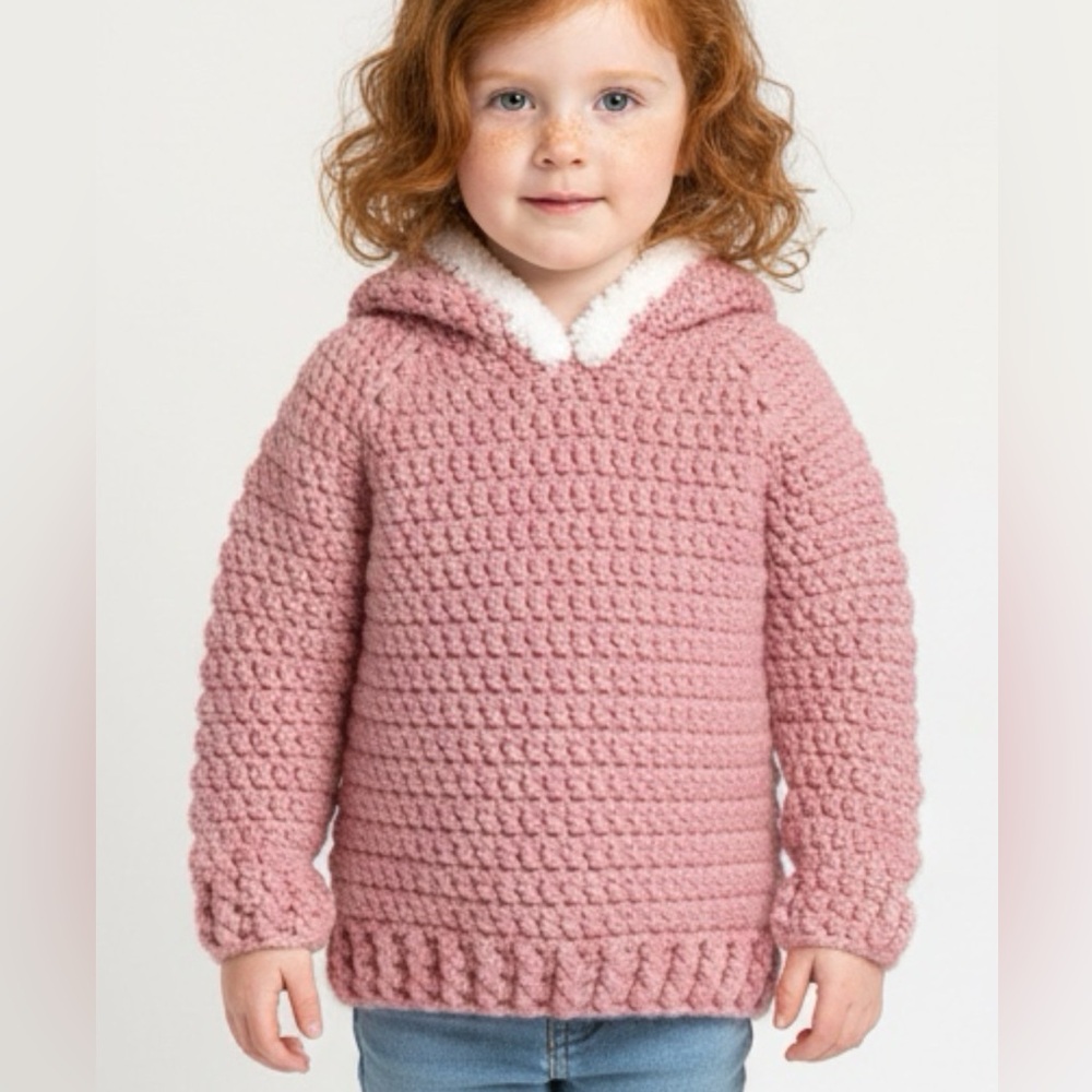 Handmade Crochet Kids Hoodie Sweater 2T-3T | Cozy Cotton-Feel | One of a Kind